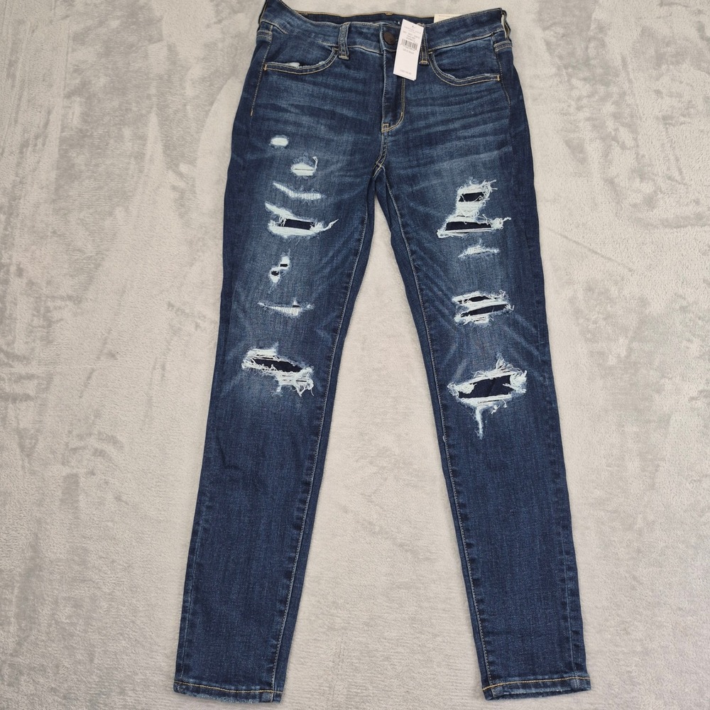 American Eagle 6 Short (28) Jeggings Blue Traveller Distressed Ripped Petite